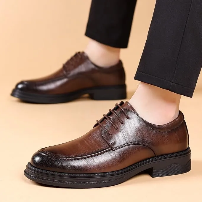 Men's Business Wingtip Lace-Up Dress Shoes Genuine Leather Formal Men Oxfords Shoes Office Wedding Casual Derby Shoes
