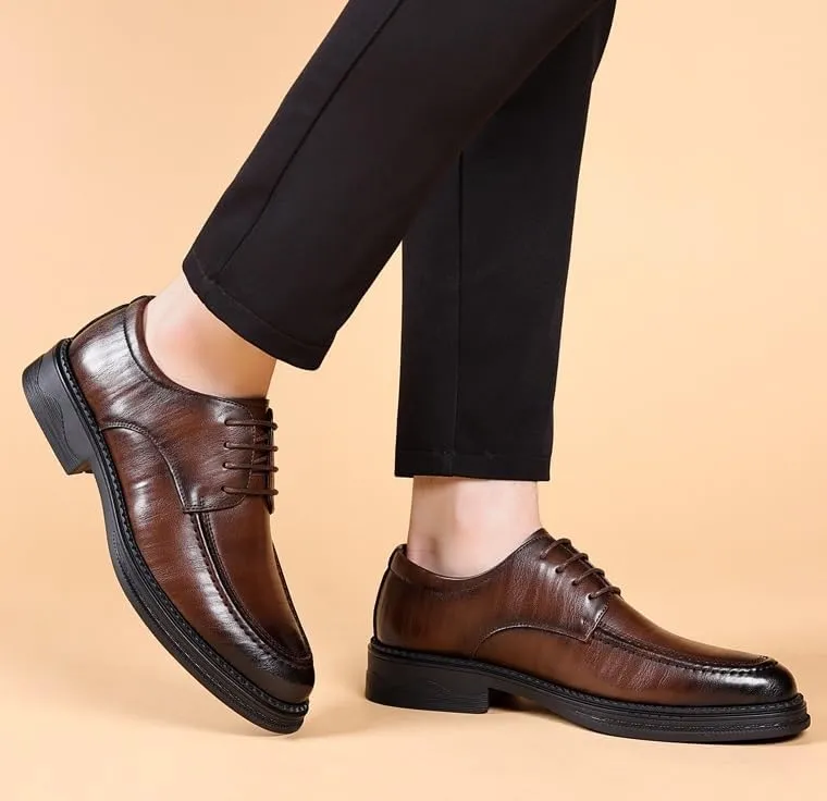 Men's Business Wingtip Lace-Up Dress Shoes Genuine Leather Formal Men Oxfords Shoes Office Wedding Casual Derby Shoes