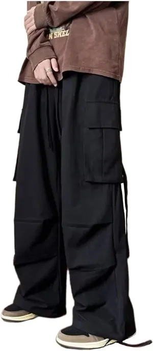Men's Cargo Pants Y2k Hip Hop Baggy Pants Streetwear Wide Leg Cargo Joggers Parachute Pants for Men