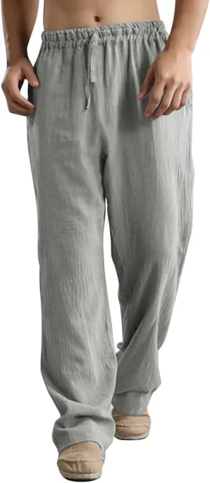 Mens Comfy Pants Long Big and Tall Pleated Baggy Quick Dry Casual Trousers Summer Gym Joggers Pants