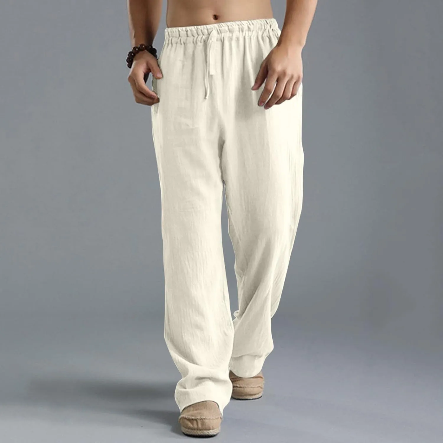 Mens Comfy Pants Long Big and Tall Pleated Baggy Quick Dry Casual Trousers Summer Gym Joggers Pants