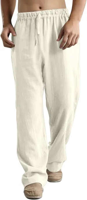 Mens Comfy Pants Long Big and Tall Pleated Baggy Quick Dry Casual Trousers Summer Gym Joggers Pants