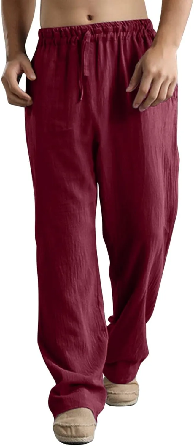 Mens Comfy Pants Long Big and Tall Pleated Baggy Quick Dry Casual Trousers Summer Gym Joggers Pants