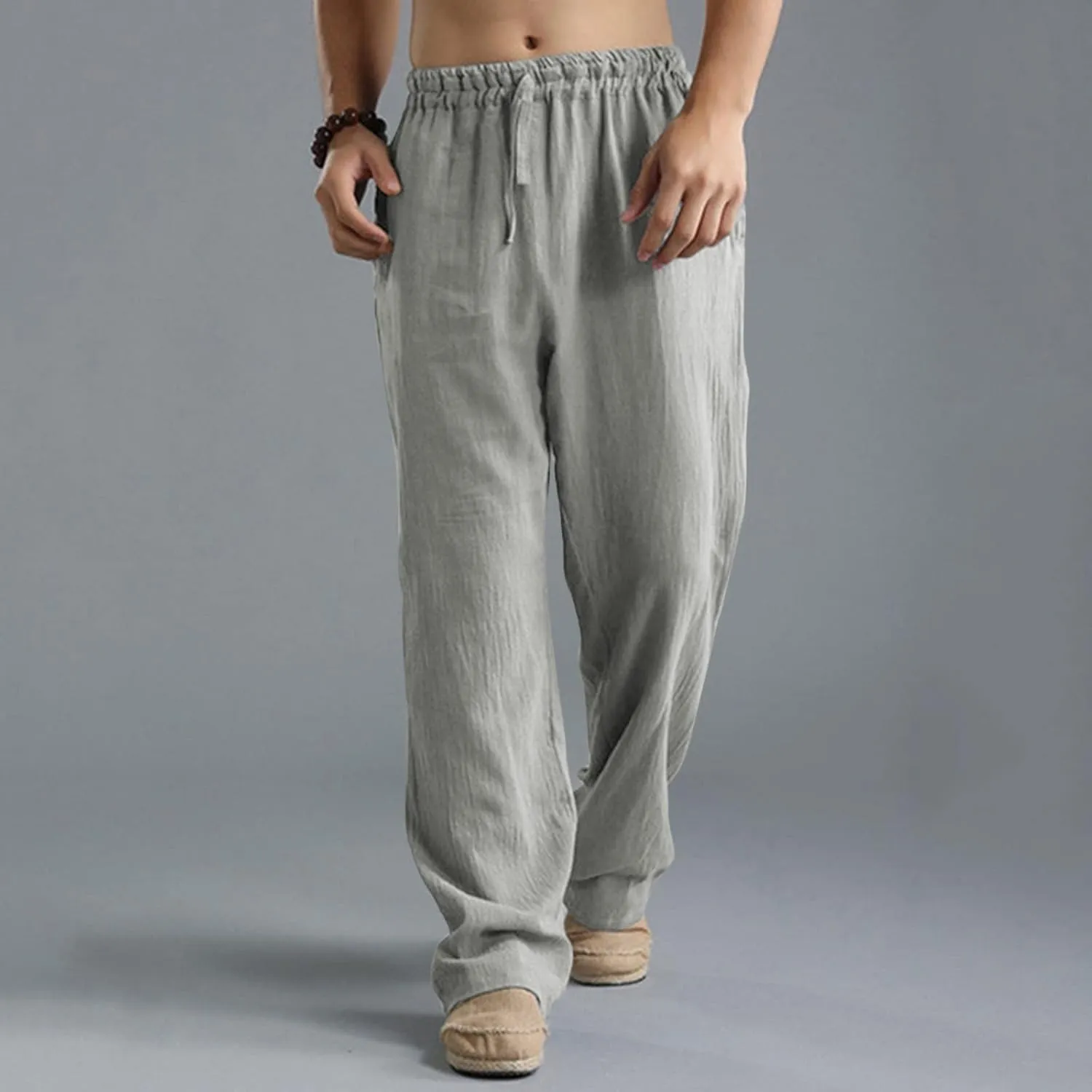 Mens Comfy Pants Long Big and Tall Pleated Baggy Quick Dry Casual Trousers Summer Gym Joggers Pants