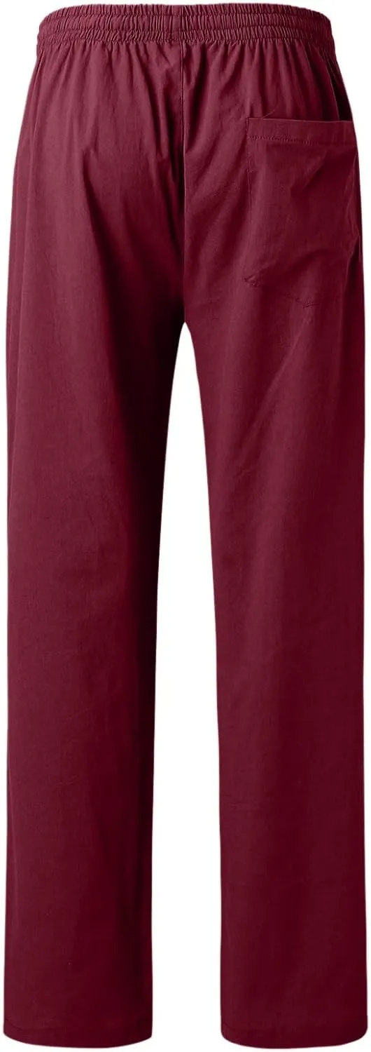 Mens Comfy Pants Long Big and Tall Pleated Baggy Quick Dry Casual Trousers Summer Gym Joggers Pants