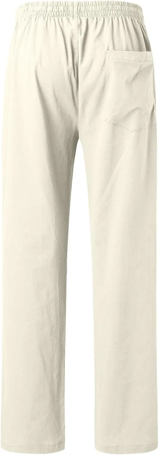 Mens Comfy Pants Long Big and Tall Pleated Baggy Quick Dry Casual Trousers Summer Gym Joggers Pants