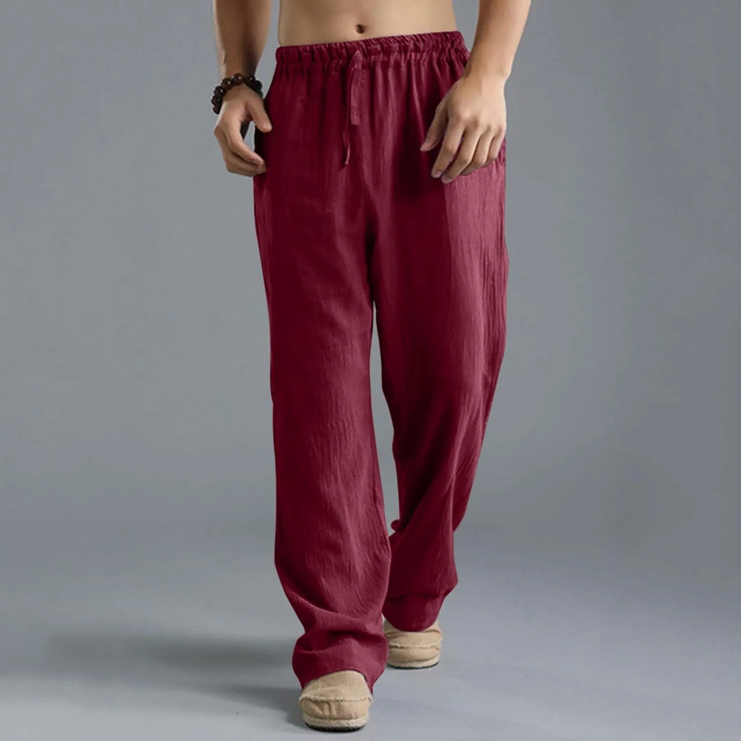 Mens Comfy Pants Long Big and Tall Pleated Baggy Quick Dry Casual Trousers Summer Gym Joggers Pants