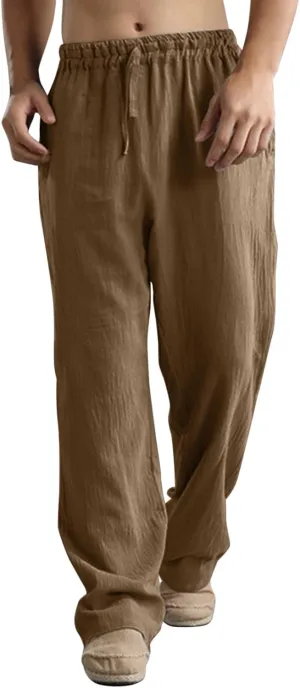 Mens Comfy Pants Long Big and Tall Pleated Baggy Quick Dry Casual Trousers Summer Gym Joggers Pants
