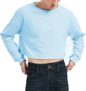 Men's Cropped Cut-Off Hoodie Solid Color Long Sleeves Drawstring Casual Sweatshirts Crop Tops