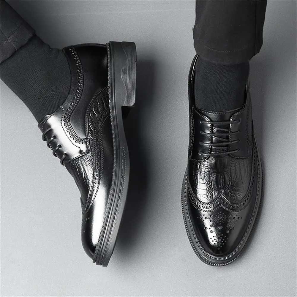 Men's Dress Oxfords Shoes Brogue Genuine Leather Lace-Up Oxford Derby Shoes