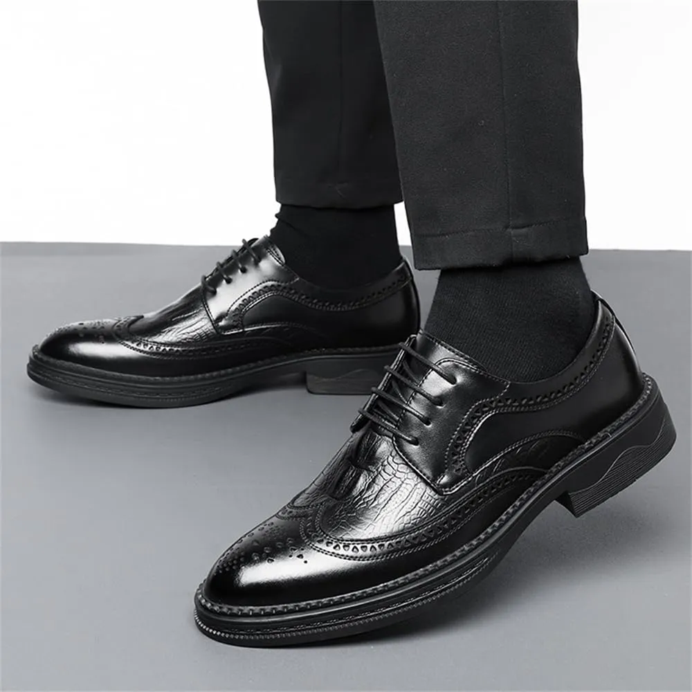 Men's Dress Oxfords Shoes Brogue Genuine Leather Lace-Up Oxford Derby Shoes