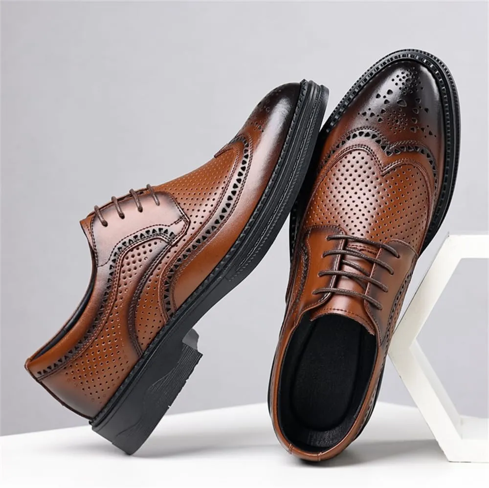 Men's Dress Oxfords Shoes Brogue Genuine Leather Lace-Up Oxford Derby Shoes