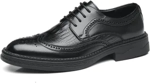 Men's Dress Oxfords Shoes Brogue Genuine Leather Lace-Up Oxford Derby Shoes