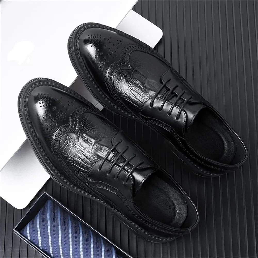 Men's Dress Oxfords Shoes Brogue Genuine Leather Lace-Up Oxford Derby Shoes