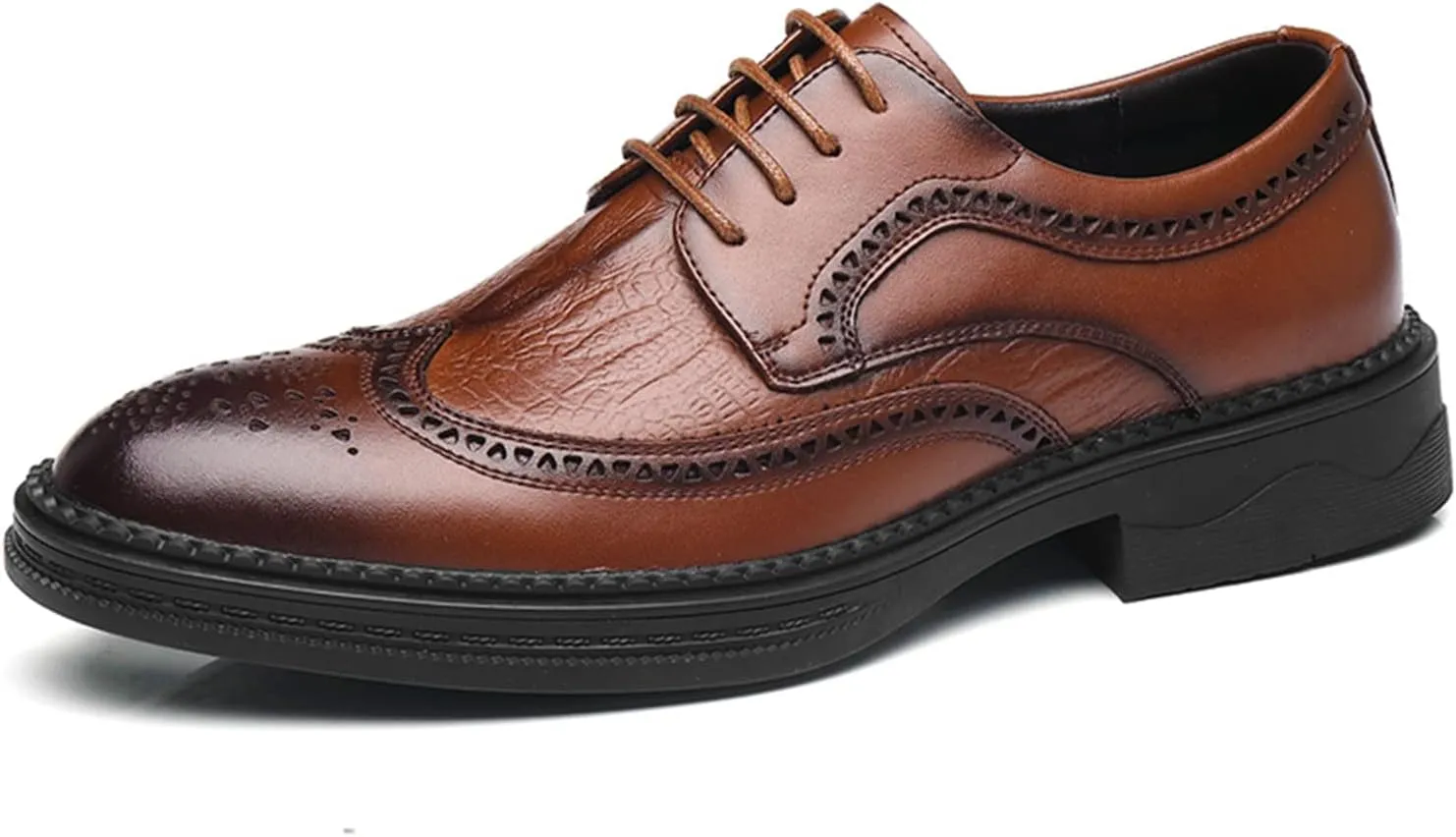 Men's Dress Oxfords Shoes Brogue Genuine Leather Lace-Up Oxford Derby Shoes