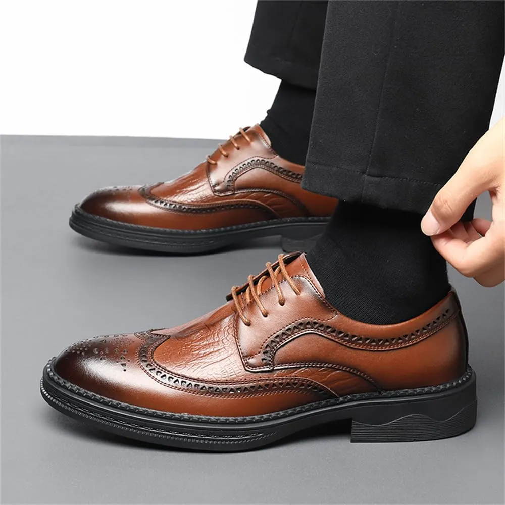 Men's Dress Oxfords Shoes Brogue Genuine Leather Lace-Up Oxford Derby Shoes