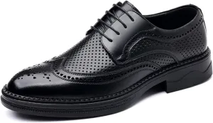 Men's Dress Oxfords Shoes Brogue Genuine Leather Lace-Up Oxford Derby Shoes