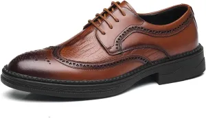 Men's Dress Oxfords Shoes Brogue Genuine Leather Lace-Up Oxford Derby Shoes