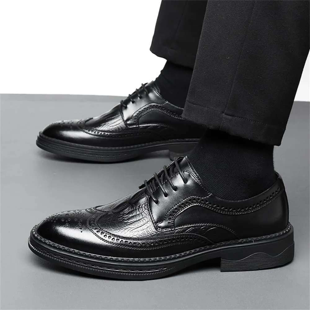 Men's Dress Oxfords Shoes Brogue Genuine Leather Lace-Up Oxford Derby Shoes
