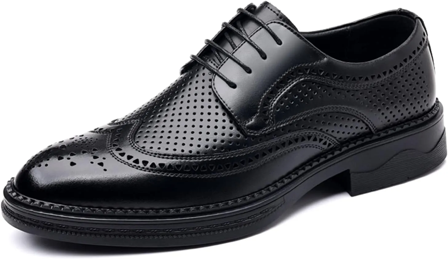 Men's Dress Oxfords Shoes Brogue Genuine Leather Lace-Up Oxford Derby Shoes