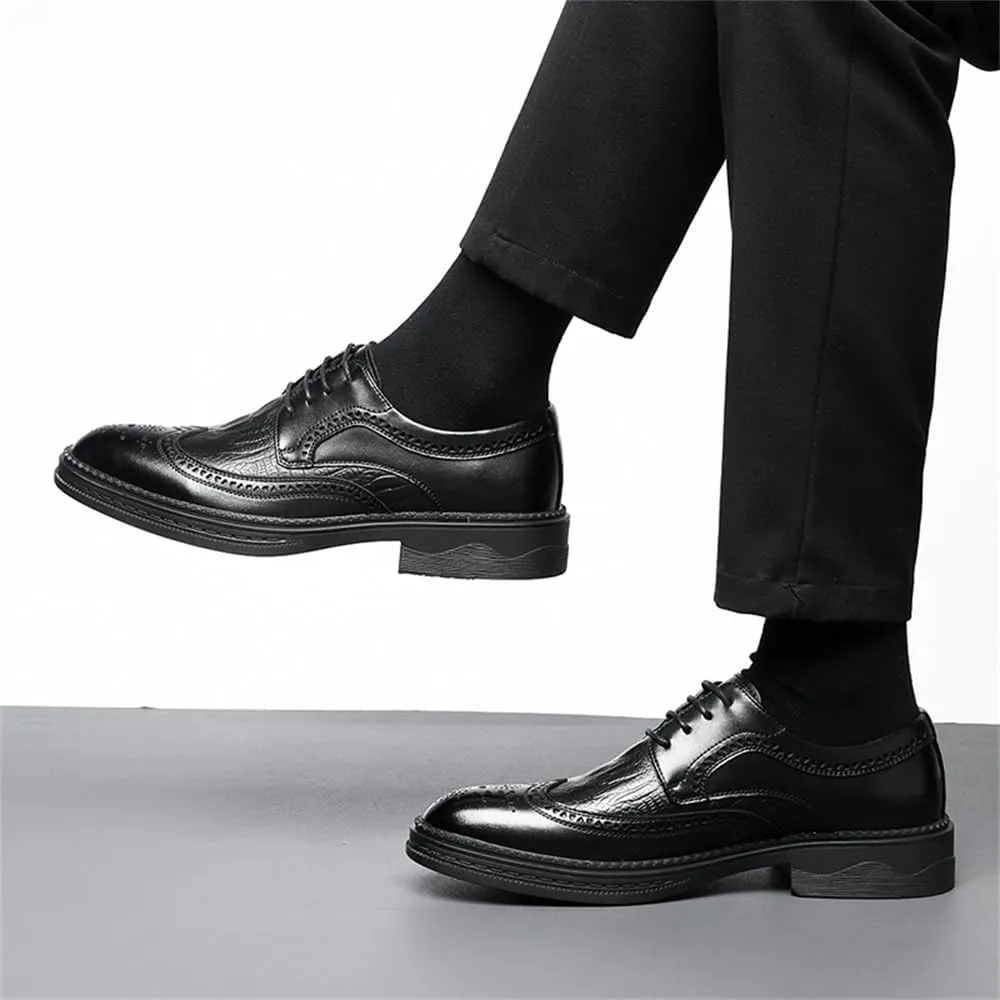Men's Dress Oxfords Shoes Brogue Genuine Leather Lace-Up Oxford Derby Shoes