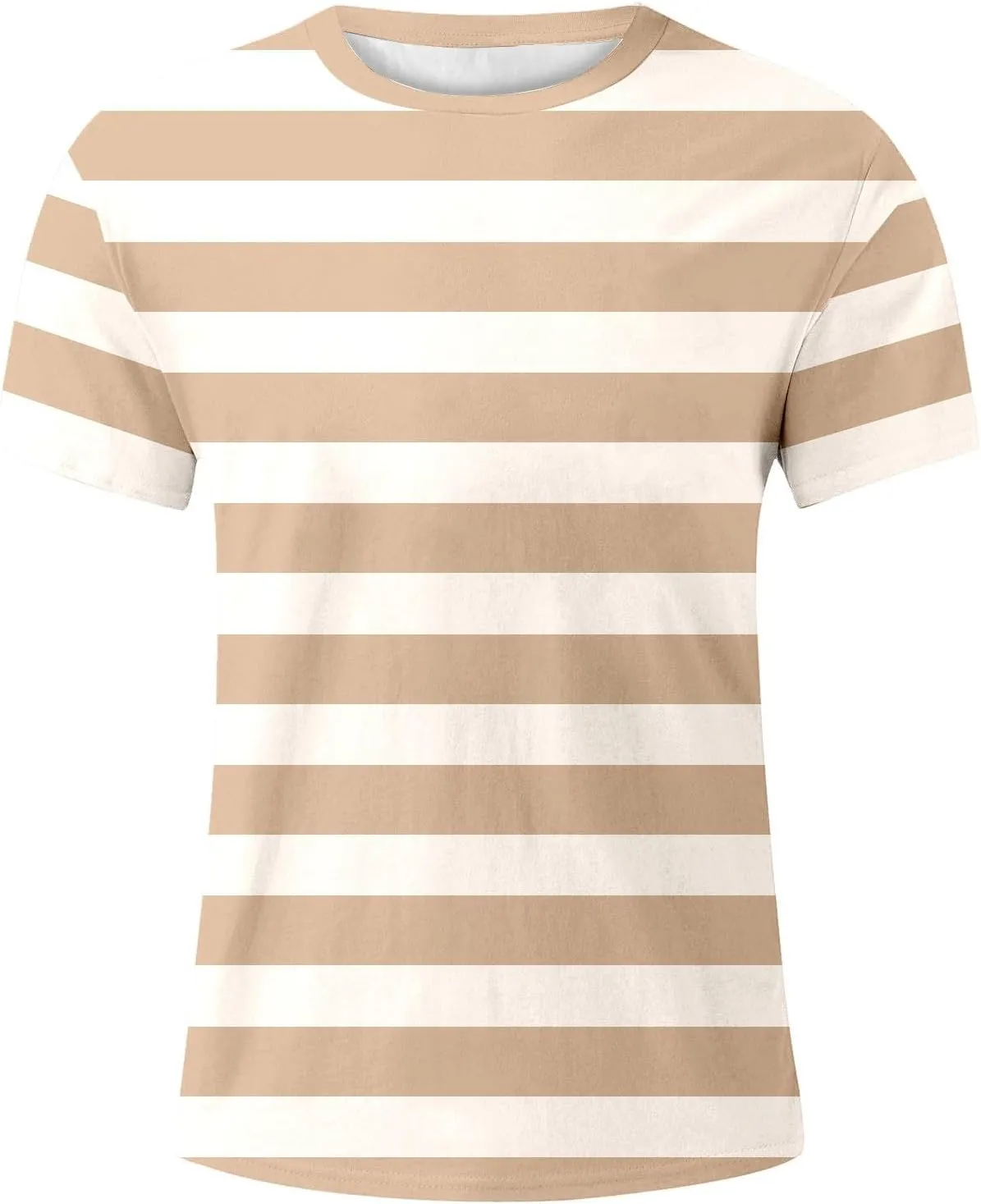 Men's Striped Short Sleeve T-Shirts Casual Crewneck Basic Shirt Color Block Stretch 2025 Summer Beach Tees