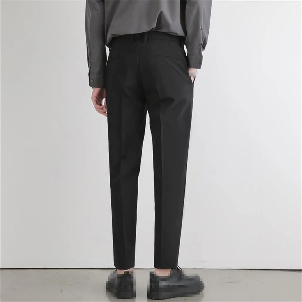Men‘S Suit Pants Stretch Slim Business Office Pants Elastic Waist Classic Casual Trouser Plus Size