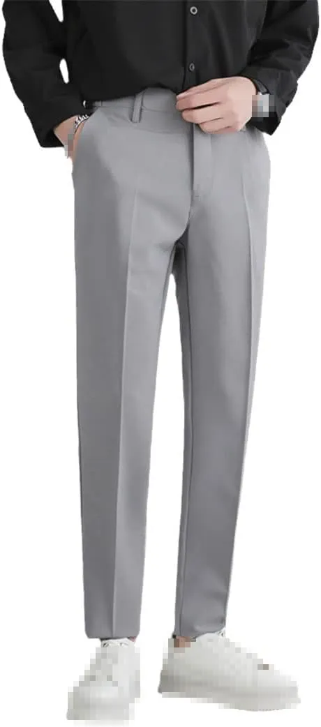 Men‘S Suit Pants Stretch Slim Business Office Pants Elastic Waist Classic Casual Trouser Plus Size