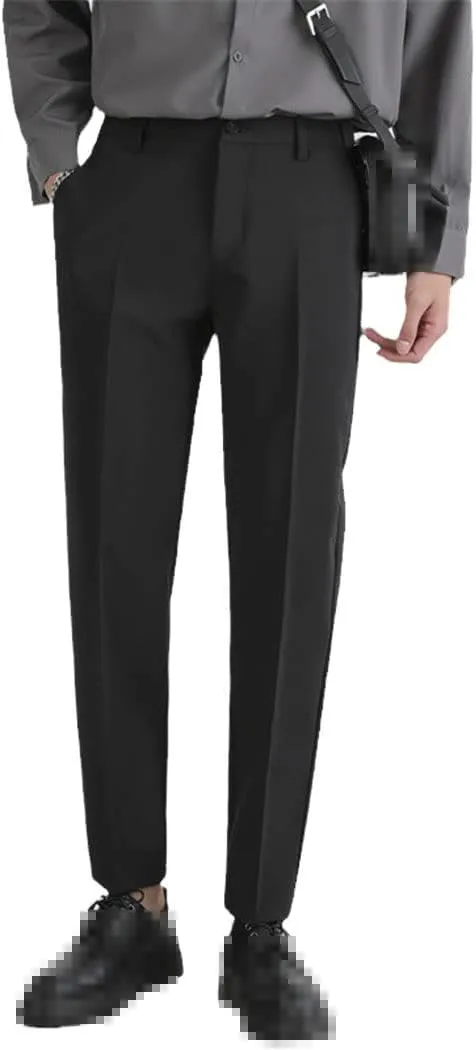 Men‘S Suit Pants Stretch Slim Business Office Pants Elastic Waist Classic Casual Trouser Plus Size