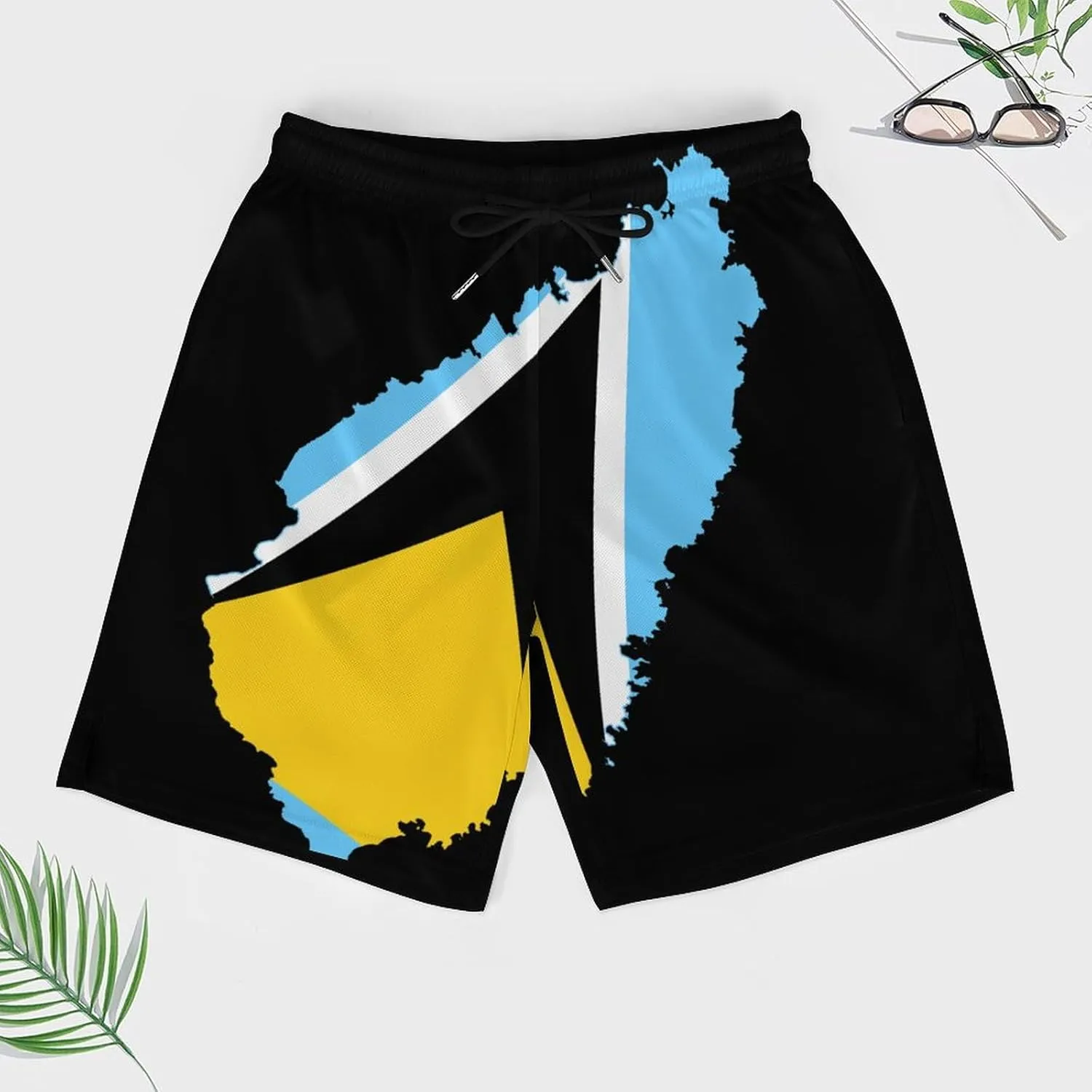 Men's Summer Flag Swim Trunks Quick Dry Surf Boardshorts Bathing Suit Shorts with Pockets