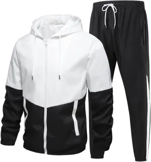 Men's Tracksuit 2 Piece Full Zip Athletic Sets Hoodie Casual Outdoor Jogging Jacket and Pants with Pockets