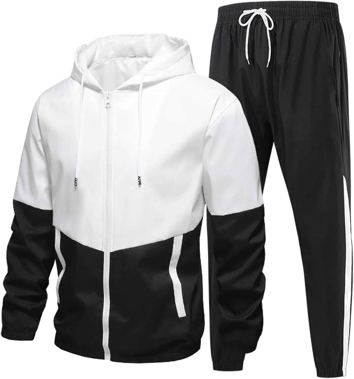 Men's Tracksuit 2 Piece Full Zip Athletic Sets Hoodie Casual Outdoor Jogging Jacket and Pants with Pockets