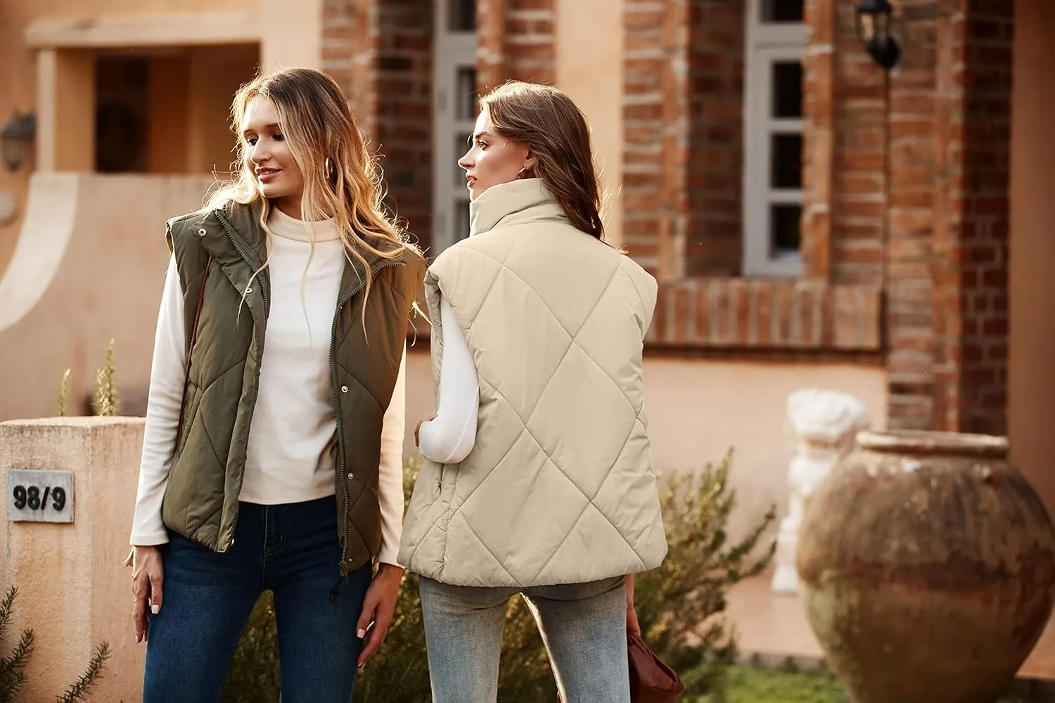 MEROKEETY Women's 2024 Winter Puffer Vest Quilted Stand Collar Zip Up Padded Gilet Coat with Pockets