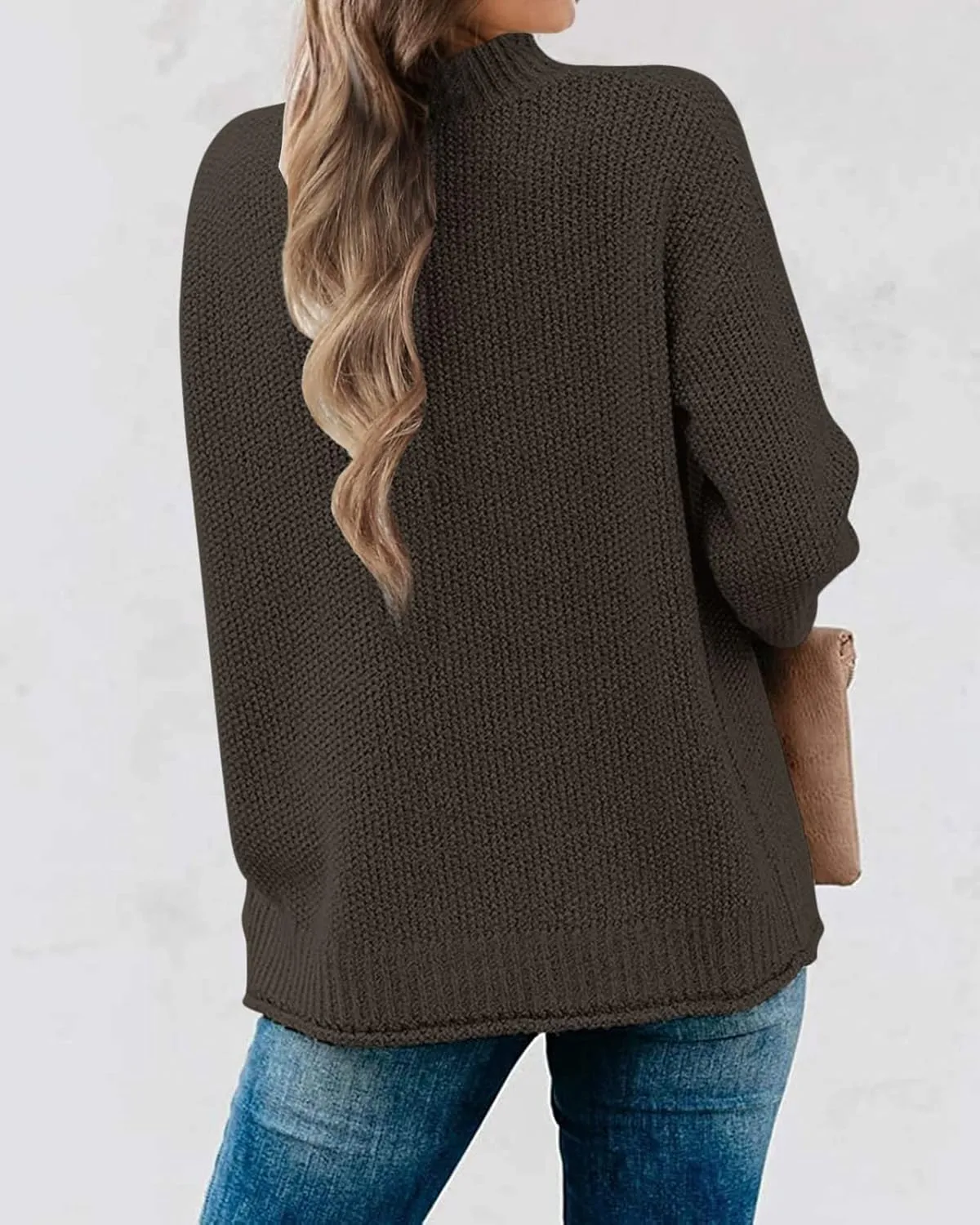 MEROKEETY Women's Long Sleeve Turtleneck Cozy Knit Sweater Casual Loose Pullover Jumper Tops