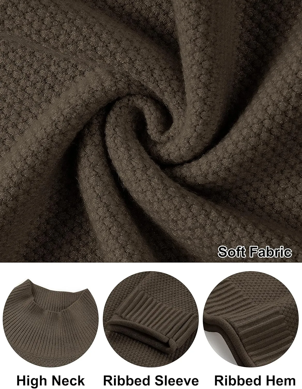 MEROKEETY Women's Long Sleeve Turtleneck Cozy Knit Sweater Casual Loose Pullover Jumper Tops