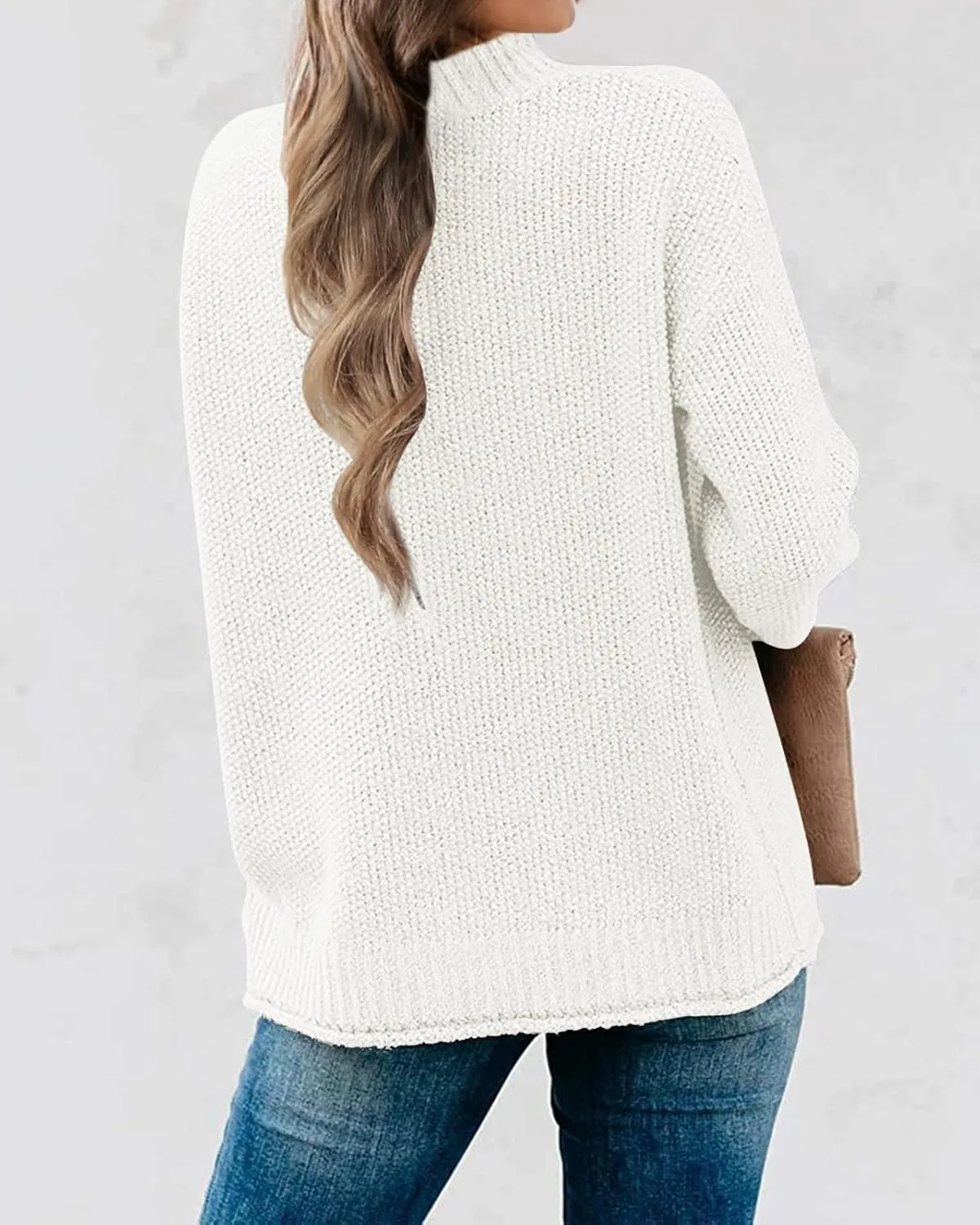 MEROKEETY Women's Long Sleeve Turtleneck Cozy Knit Sweater Casual Loose Pullover Jumper Tops