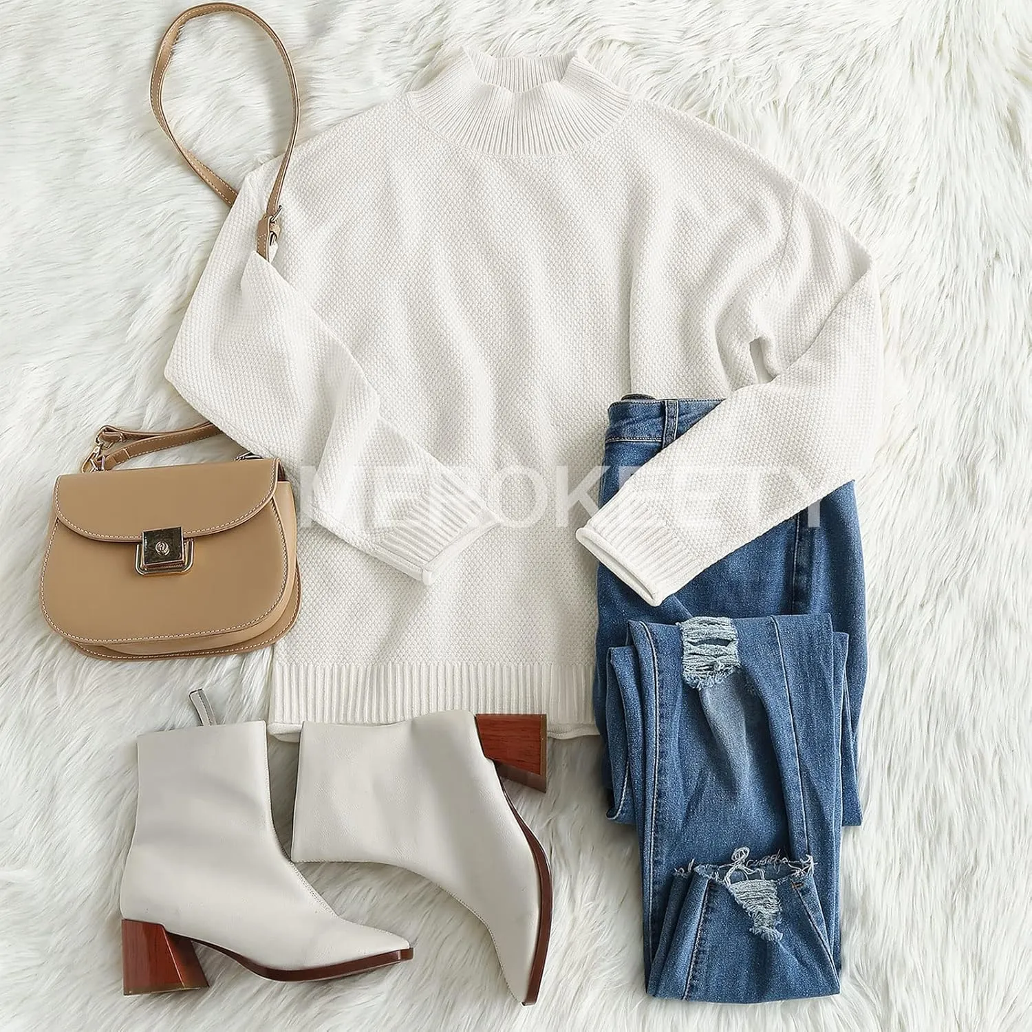 MEROKEETY Women's Long Sleeve Turtleneck Cozy Knit Sweater Casual Loose Pullover Jumper Tops