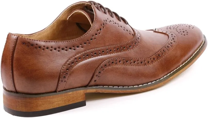 Metrocharm MC102 Men's Wing Tip Perforated Lace Up Oxford Dress Shoes