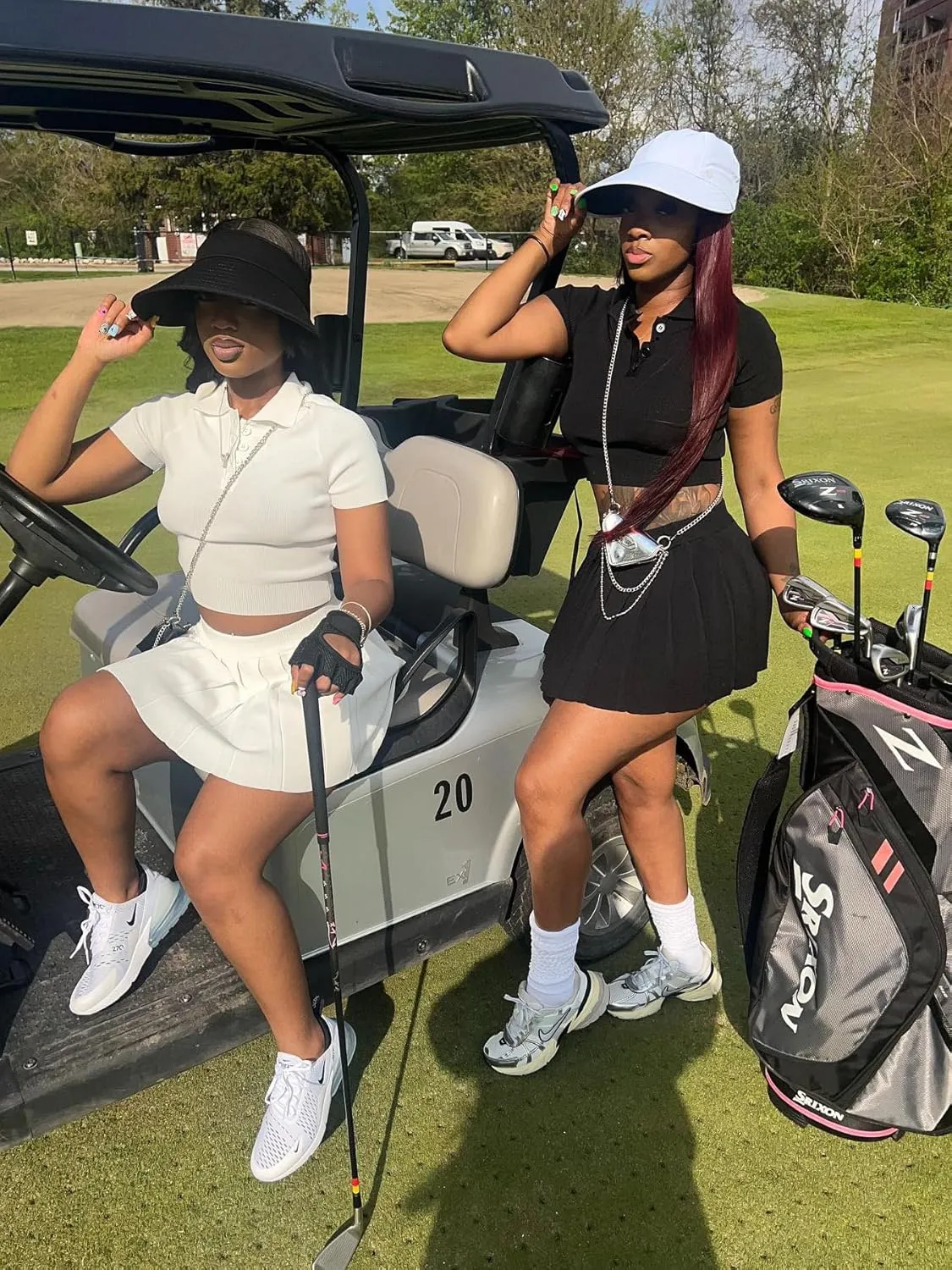 Molilove Knit 2 Piece Tennis Dress for Women Short Sleeve Button Crop Top and Mini Pleated Skirt Golf Workout Outfits