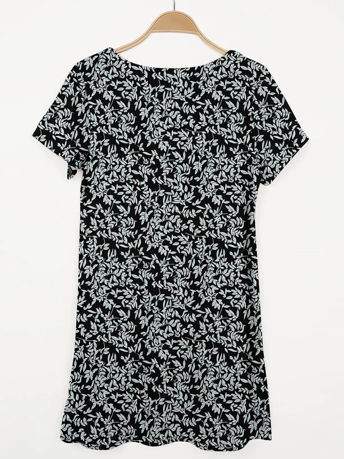 Naggoo Women Summer Sundresses Short Sleeve Square Neck Shift Tshirt Mini Dress with Pockets