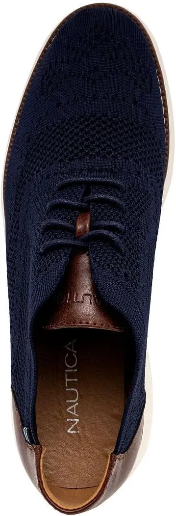 Nautica Men's Knit Dress Oxford Dress Sneakers: Breathable, Stylish, Lightweight & Comfortable - Ideal for Business or Walking