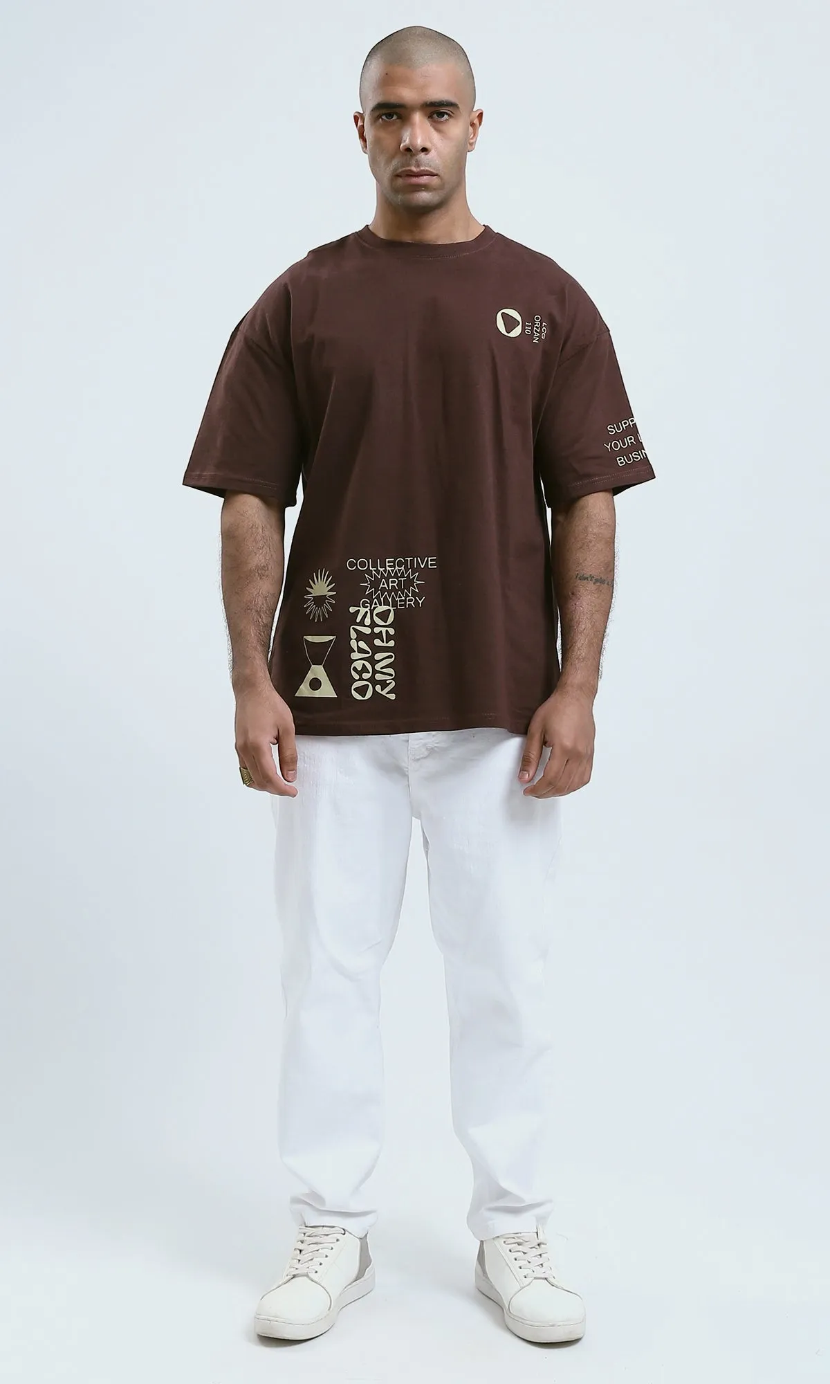 o188742 - Mahogany Printed "Collective Art" Summer Short Tee