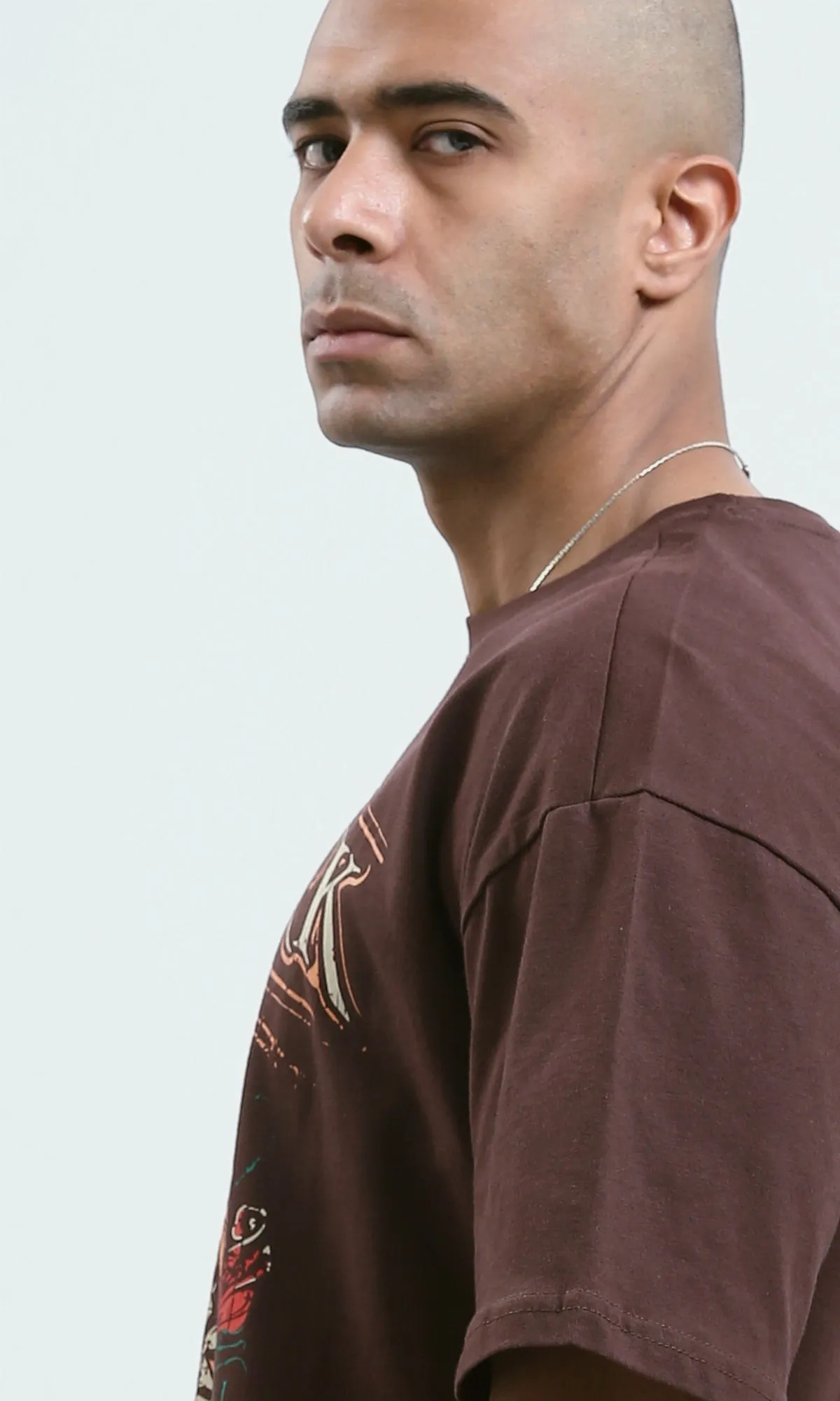 o188743 - "Kid Rock" Dark Brown Elbow Sleeves Printed Tee