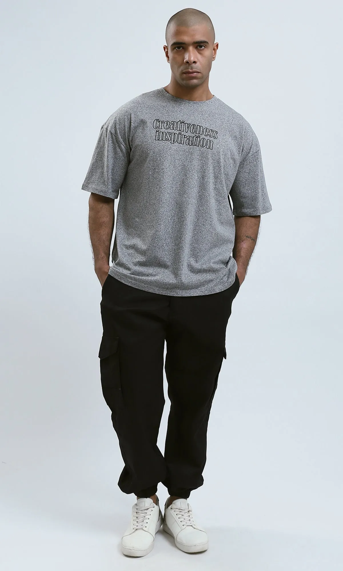 o190740 - Heather Grey Printed Summer "Creativeness" Tee