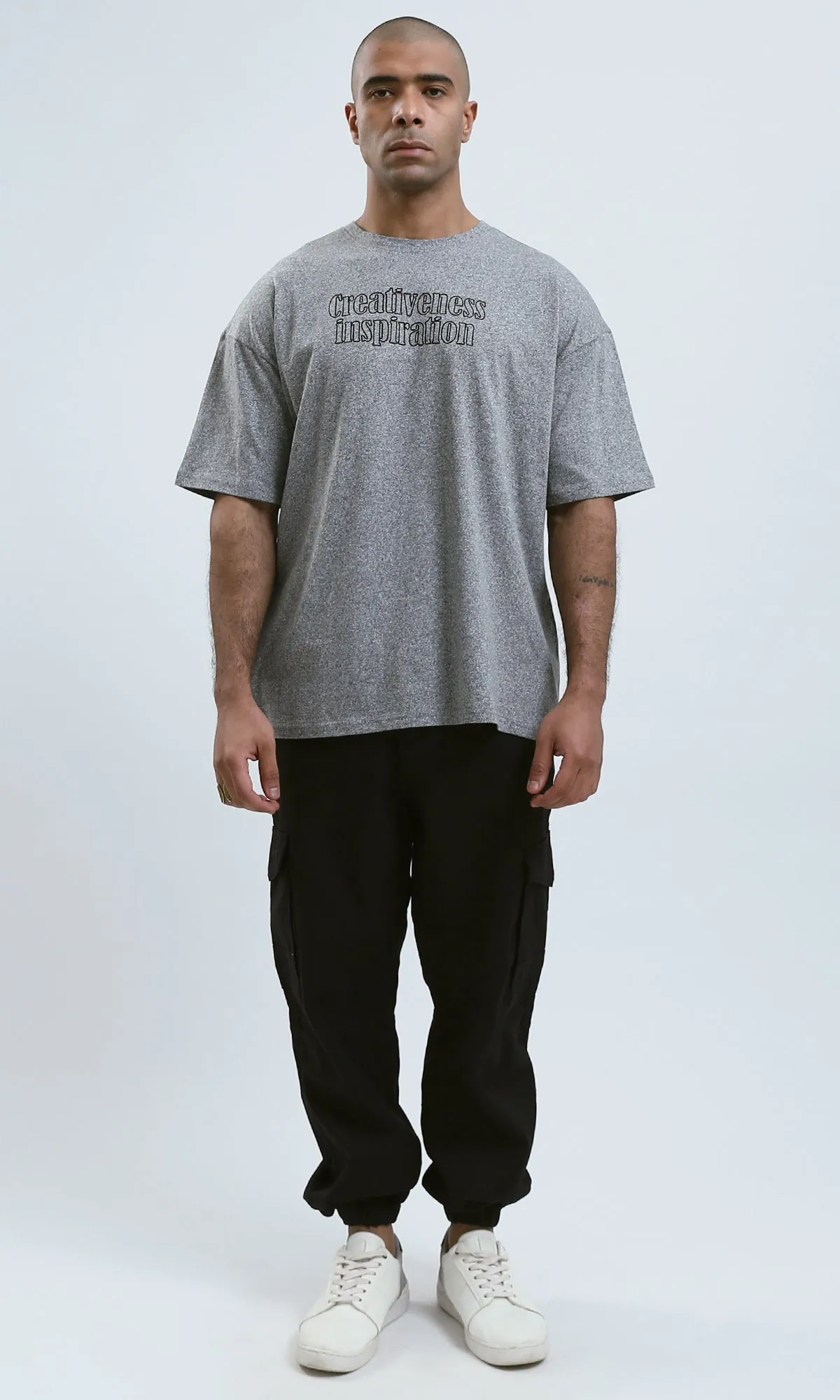 o190740 - Heather Grey Printed Summer "Creativeness" Tee