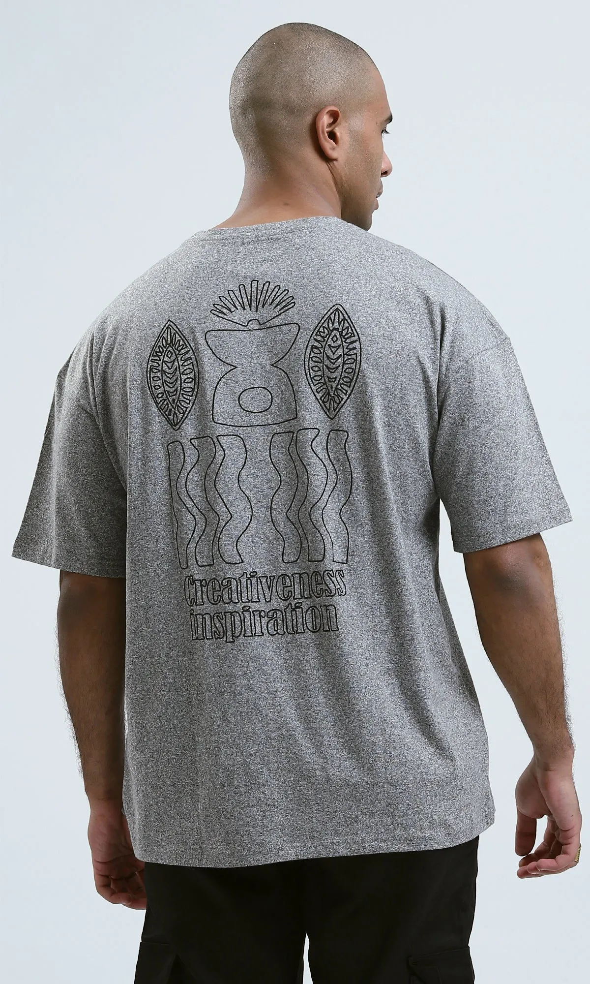 o190740 - Heather Grey Printed Summer "Creativeness" Tee
