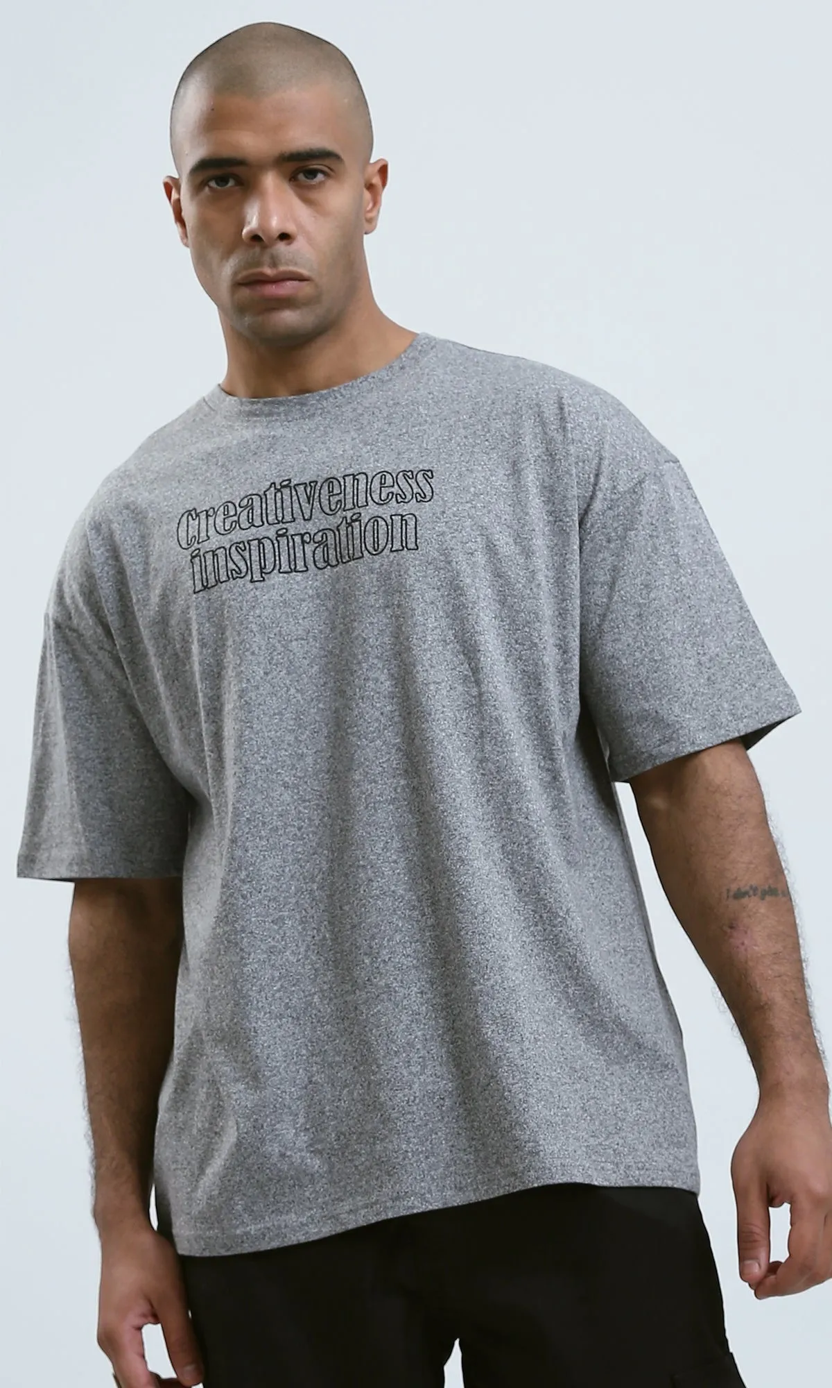 o190740 - Heather Grey Printed Summer "Creativeness" Tee