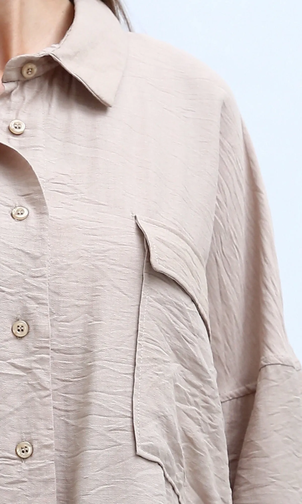O198709 - Summer Long Sleeves Shirt With Side Pockets - Coffee