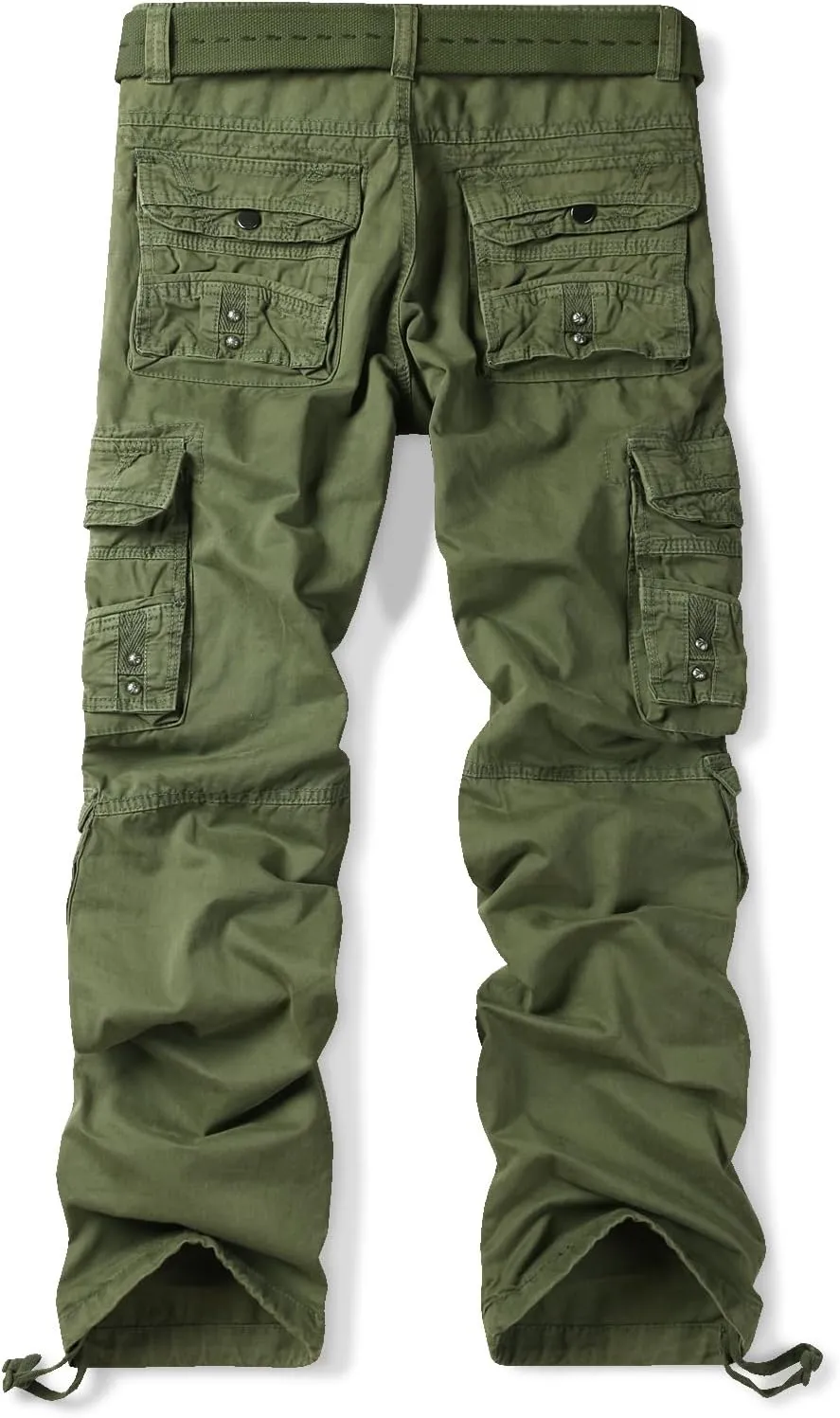 OCHENTA Men's Cotton Casual Cargo Work Pants Baggy Travel Hiking with Multi Pockets (No Belt)