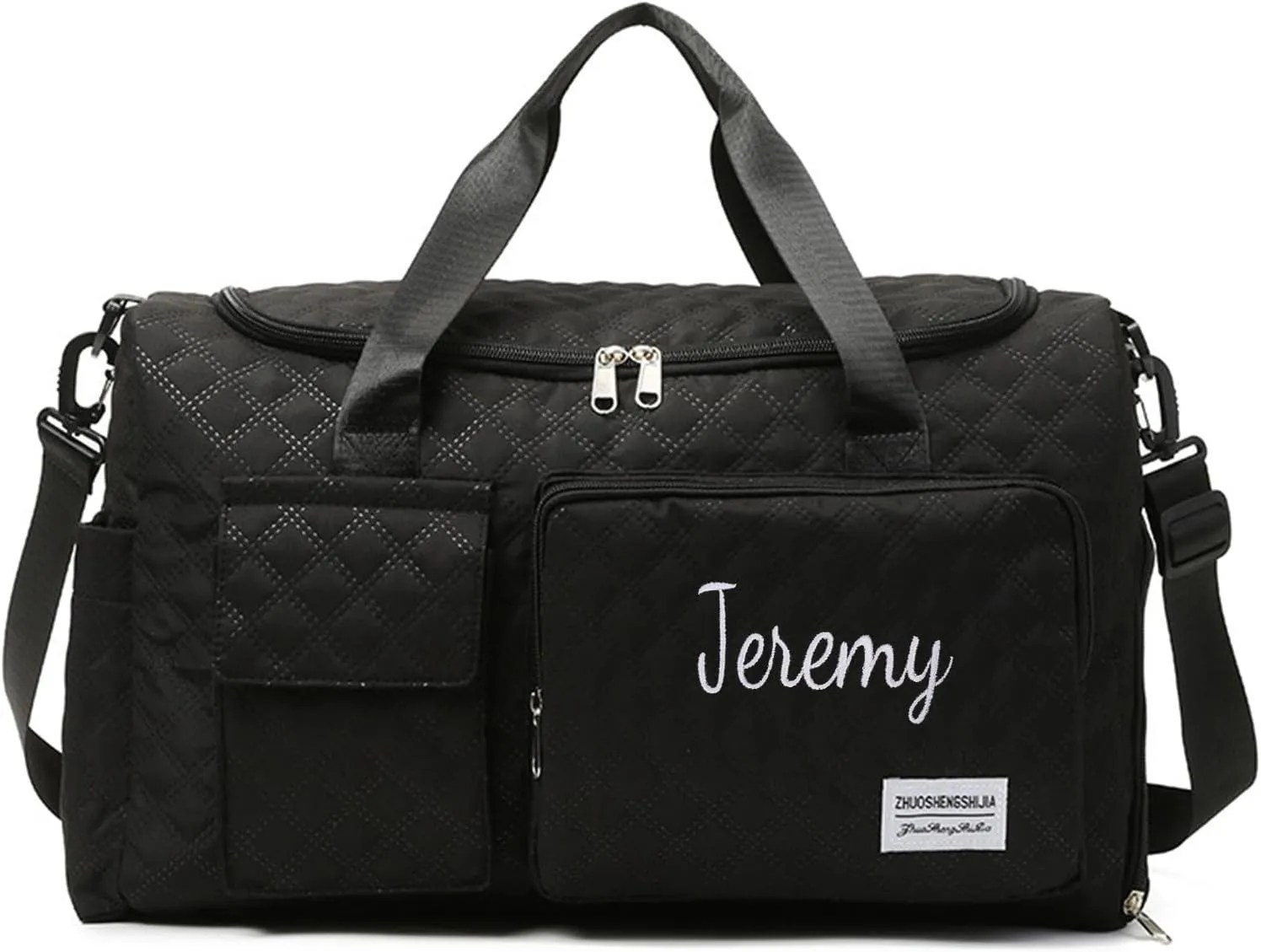 Personalized Weekender Duffle Bag for Women - Carry On Travel Bag with Shoe Compartment & Wet Pocket, Personalized Gym Tote for Workouts, Hospital Labor Delivery, Overnight Trips(Black)